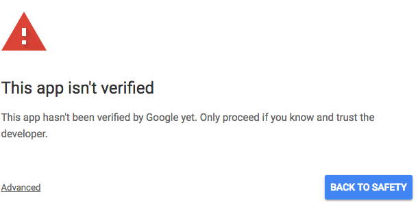 Screenshot of Google Caution Message 