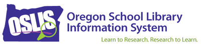 The OSLIS logo is the shape of Oregon with the word OSLIS inside. The tagline  is "Learn to research. Research to learn."